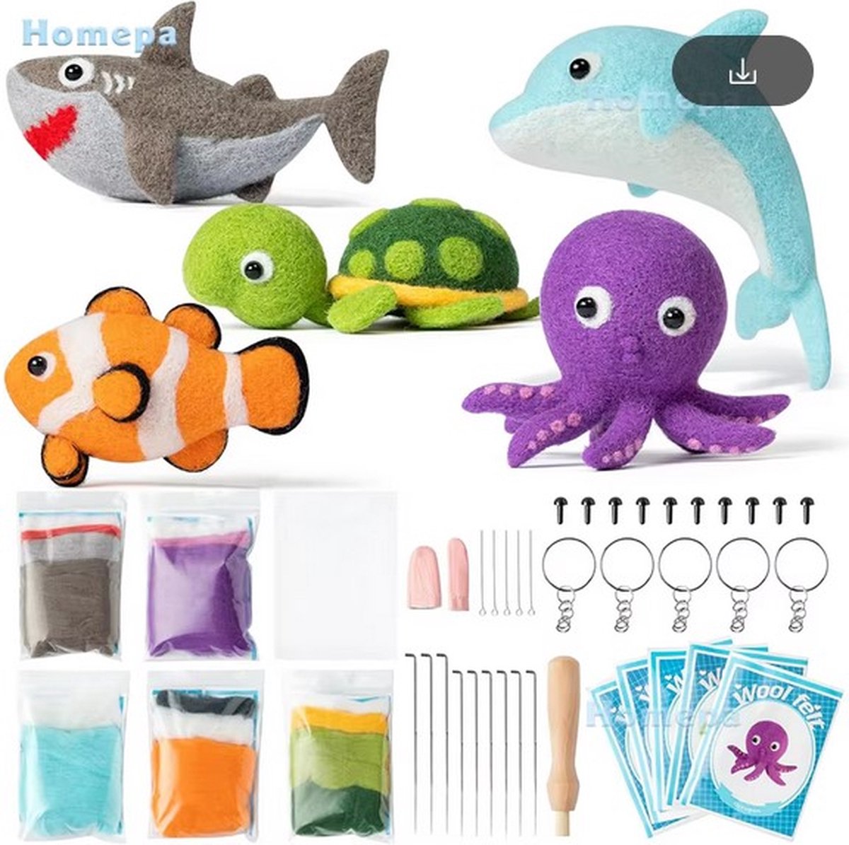 Naaldvilten voor Beginners | Starterspakket Lieve Zeediertjes - Naaldvilt Kit voor Starters en Liefhebbers